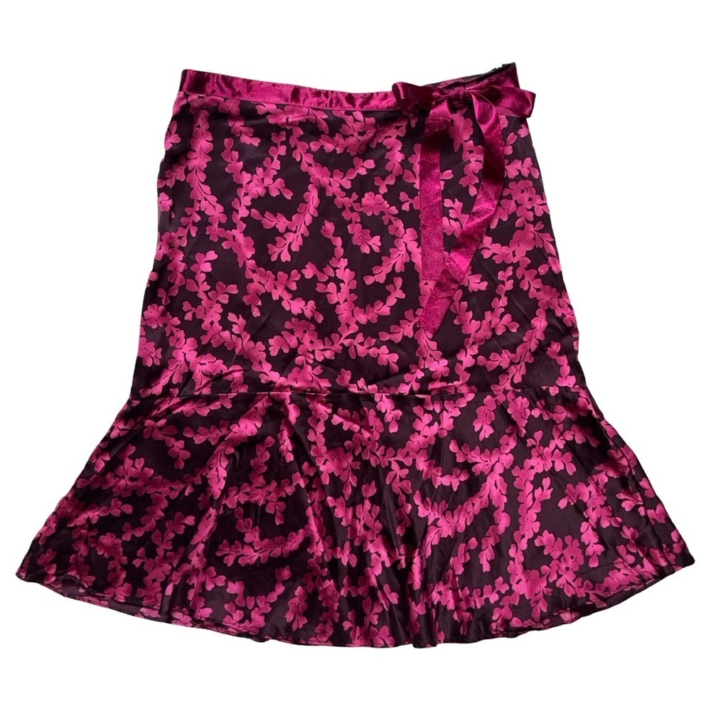 Y2K 100% Silk New York & Company Fit & Flare Silk Floral Midi Skirt